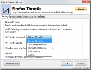 Firefox Throttle